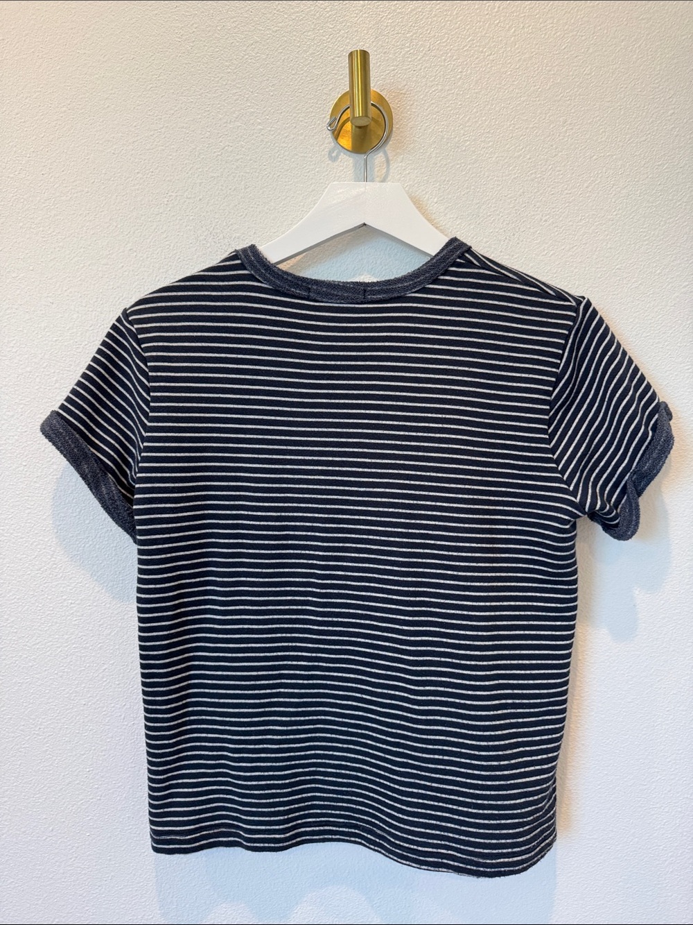 Marine Layer Navy and White Striped Short Sleeve French Terry Tee Small- Preppy - Picture 2 of 11